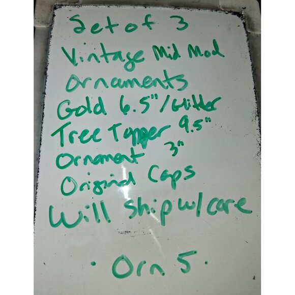 Vintage Christmas Tree Ornament Set Glass Reflective Hand Decorated Holiday Deco - Picture 11 of 11